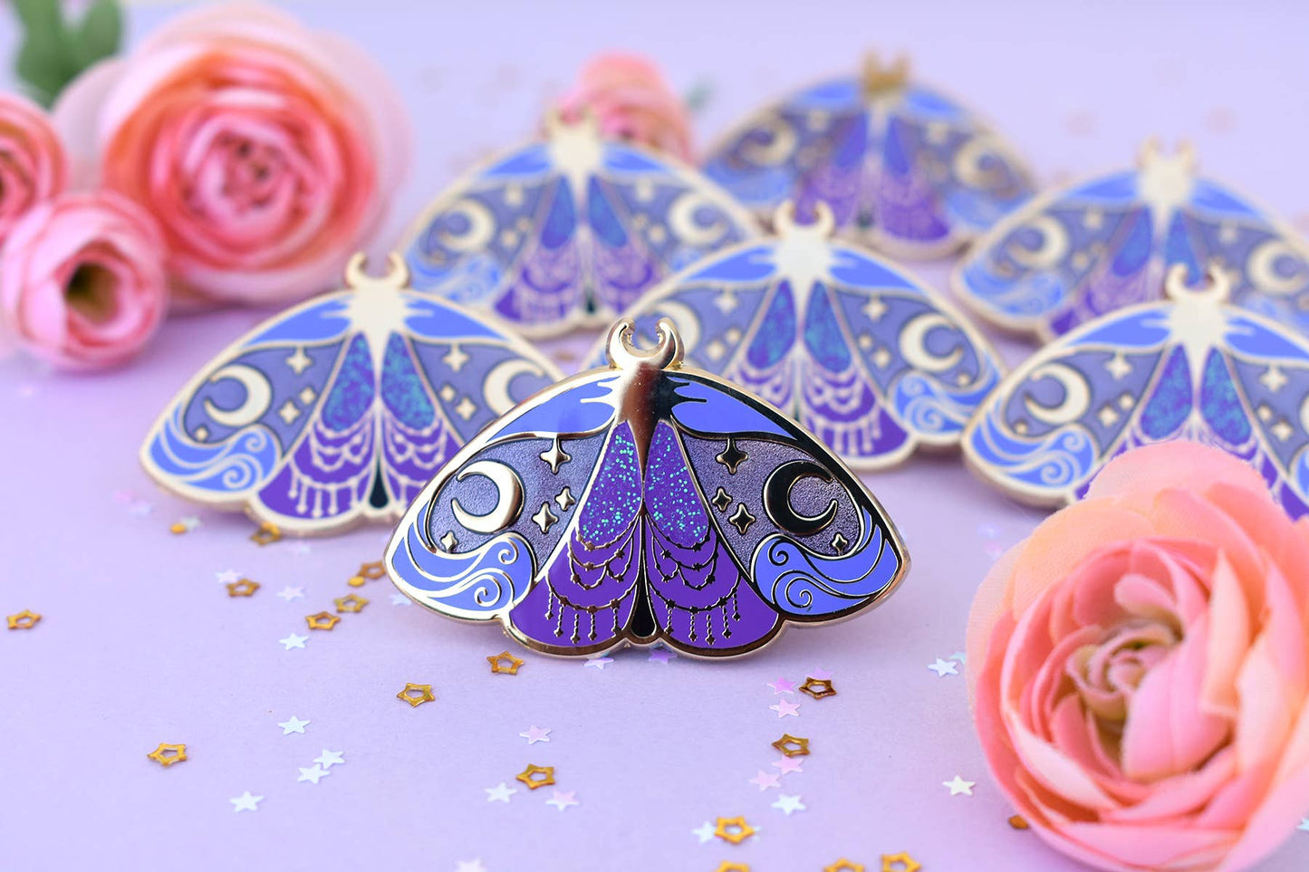 Nyx Greek Mythology Olympian Goddess Moth Enamel Pin