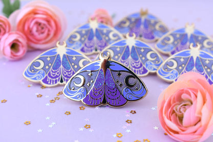 Nyx Greek Mythology Olympian Goddess Moth Enamel Pin