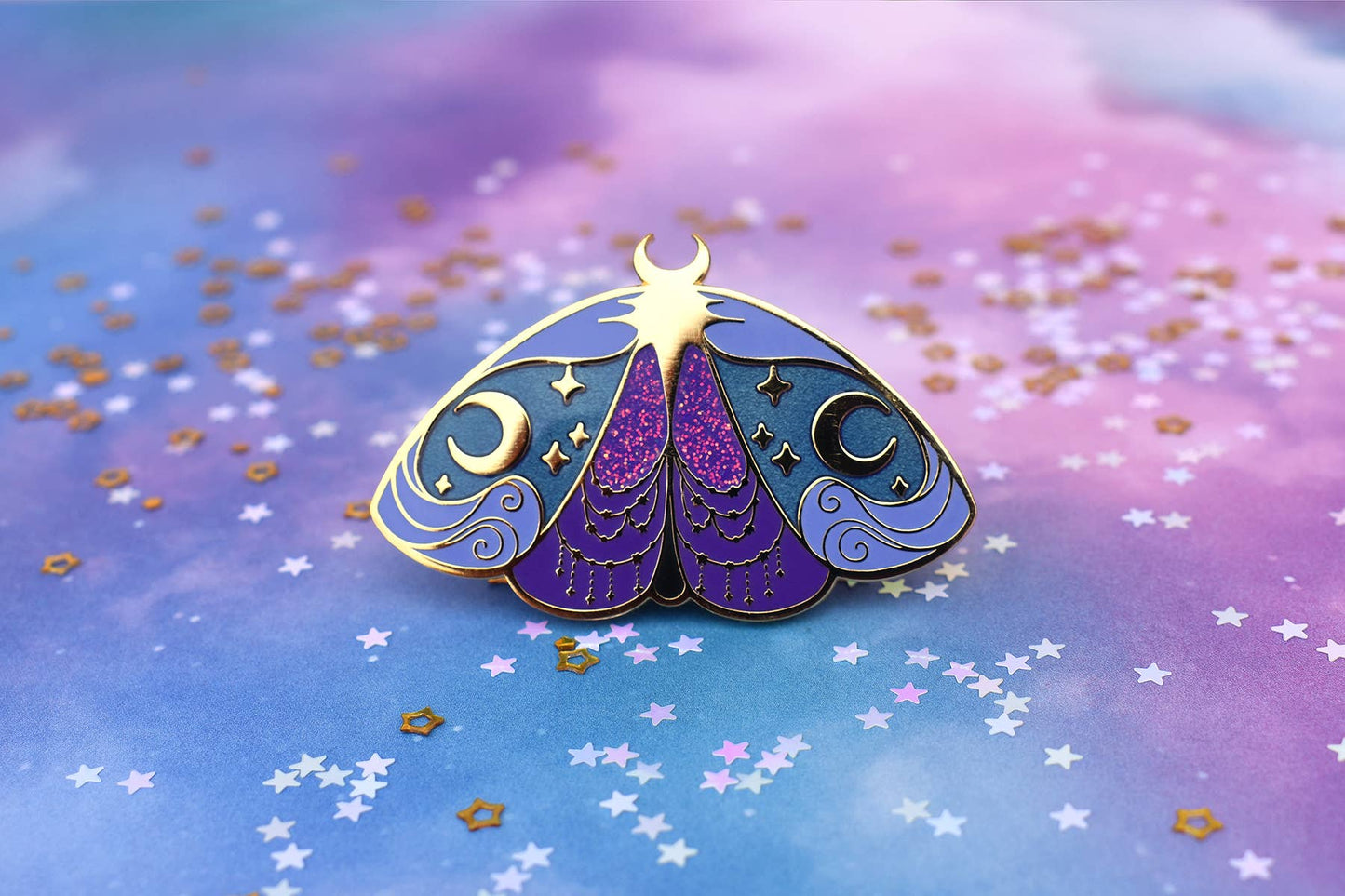 Nyx Greek Mythology Olympian Goddess Moth Enamel Pin