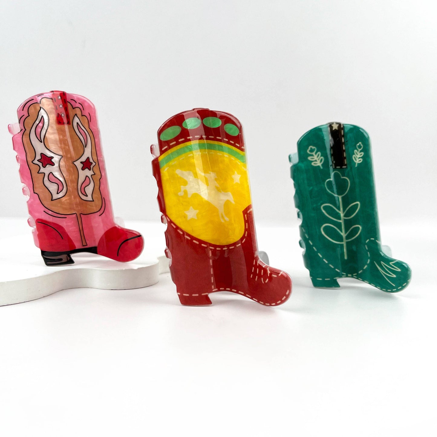 Cowboy Boots Acrylic Hair Claw Clip