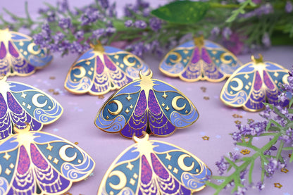 Nyx Greek Mythology Olympian Goddess Moth Enamel Pin