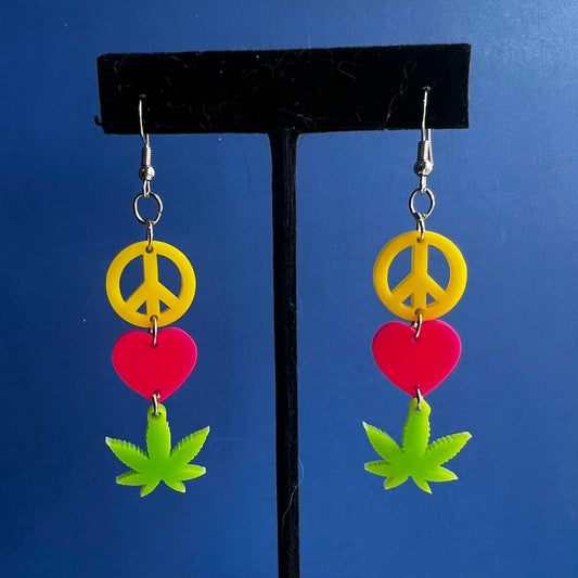 Peace Love Weed Earrings