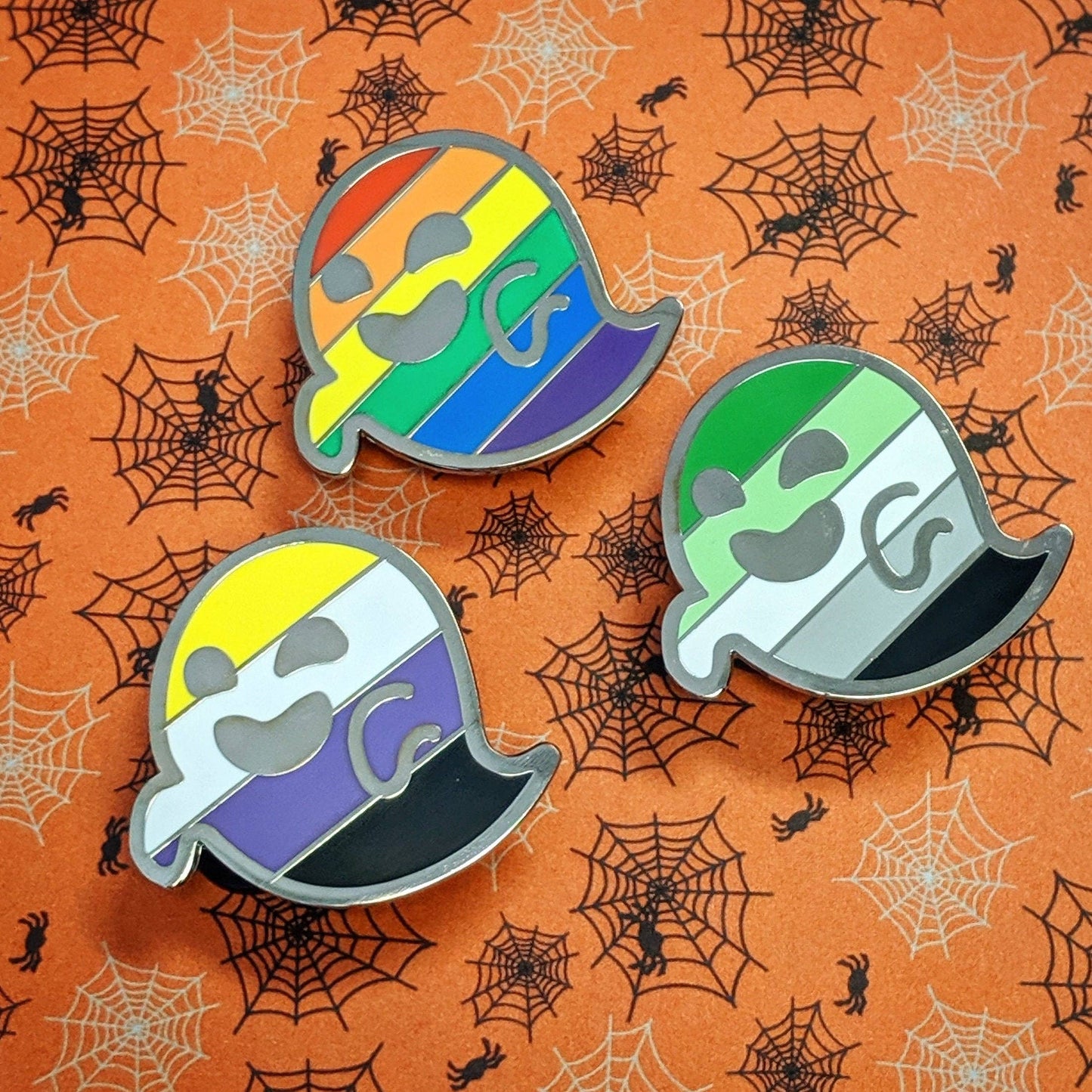 Nonbinarition - nonbinary pride, LGBTQIA+ ghost enamel pin