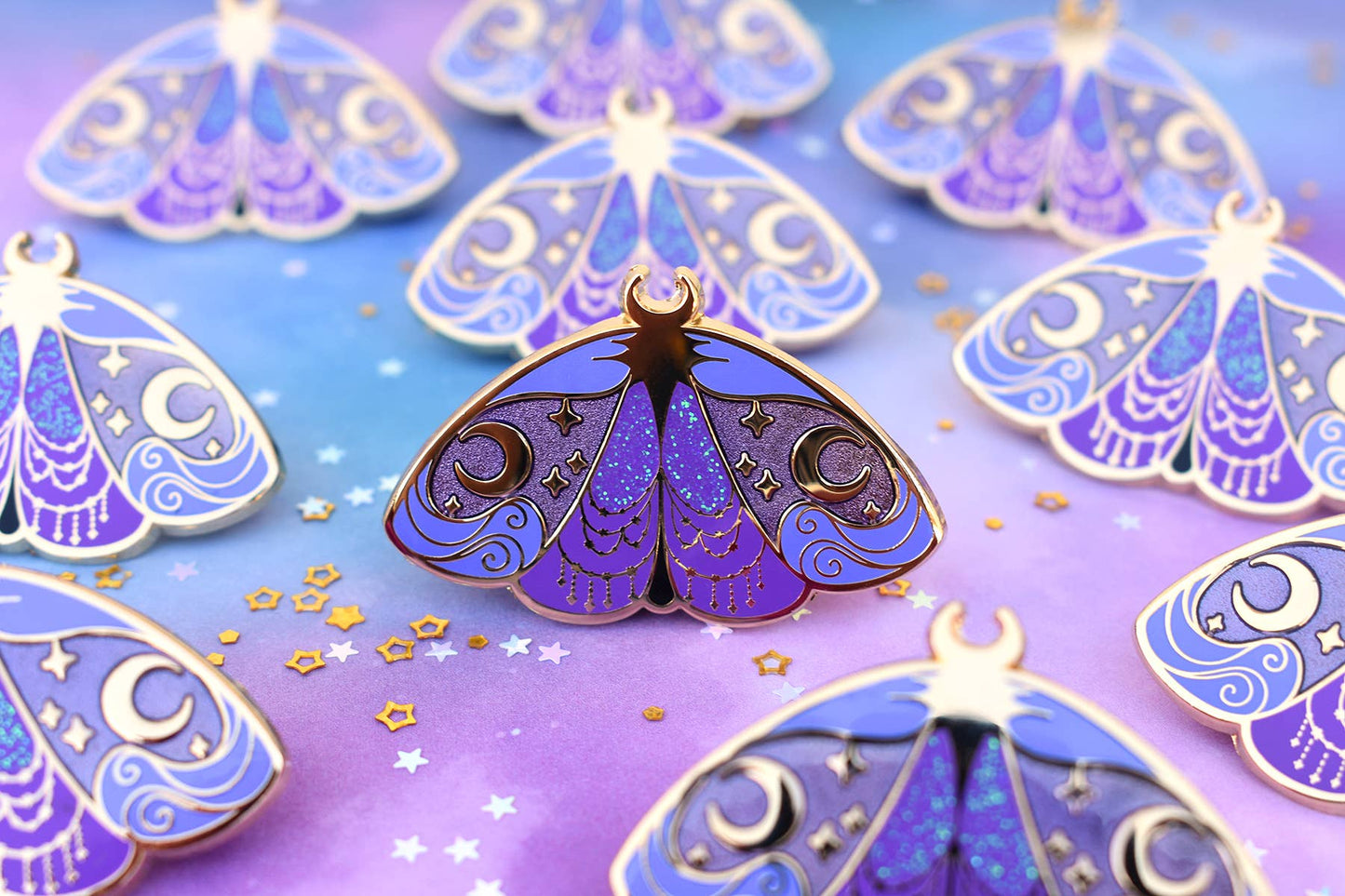 Nyx Greek Mythology Olympian Goddess Moth Enamel Pin