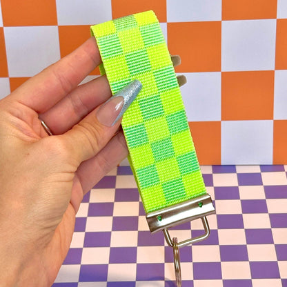 Lime Green Handmade Wristlet Key Fob Keychain