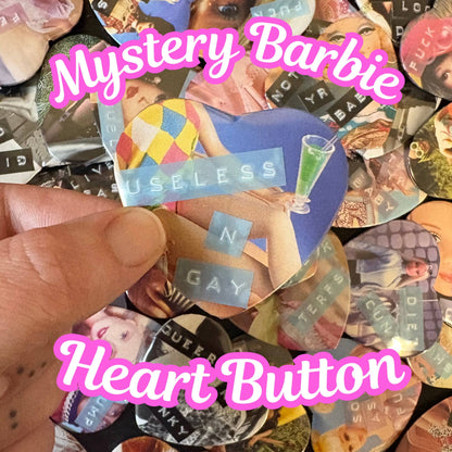 Mystery Vintage Barbie Heart Pinback Button