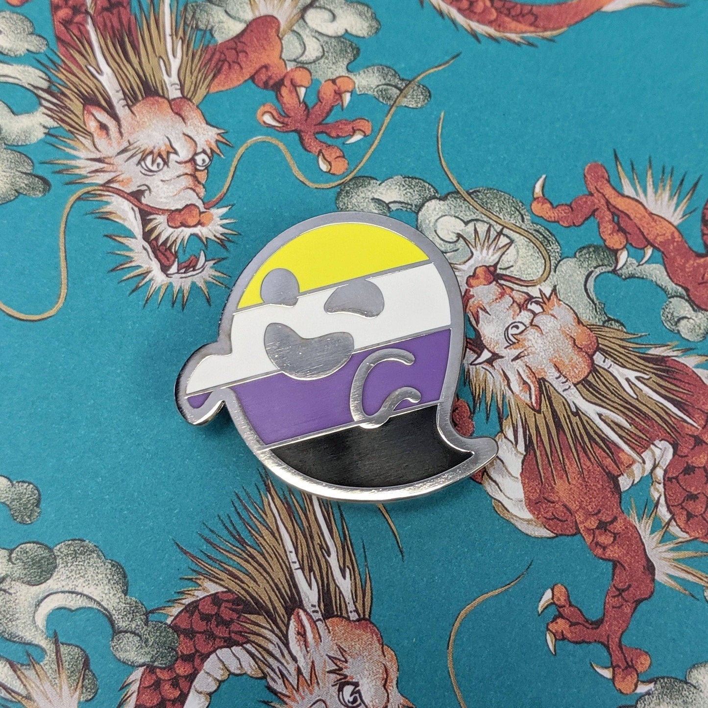 Nonbinarition - nonbinary pride, LGBTQIA+ ghost enamel pin