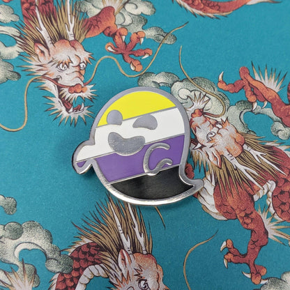 Nonbinarition - nonbinary pride, LGBTQIA+ ghost enamel pin