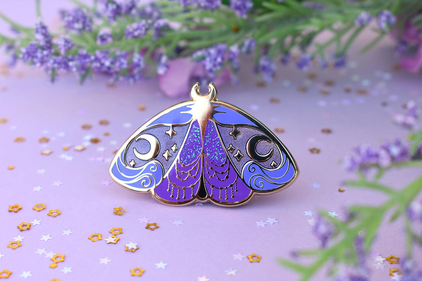 Nyx Greek Mythology Olympian Goddess Moth Enamel Pin