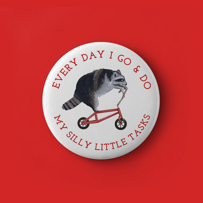 Raccoon on Bike Pin
