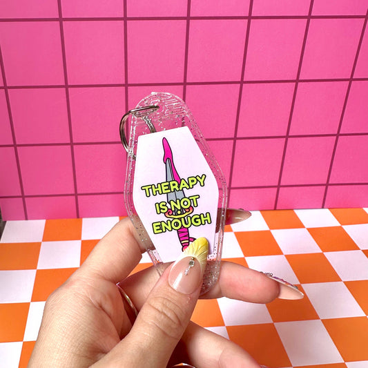 Therapy isn't...Funny Mental Health Trauma Motel Keychain