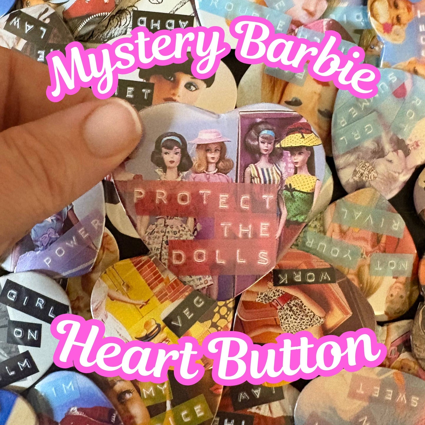 Mystery Vintage Barbie Heart Pinback Button