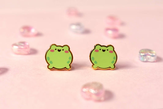 Round Frog Stud Earrings