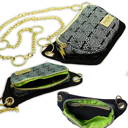 Black/White Geometric Print Lisa Convertible Crossbody Belt