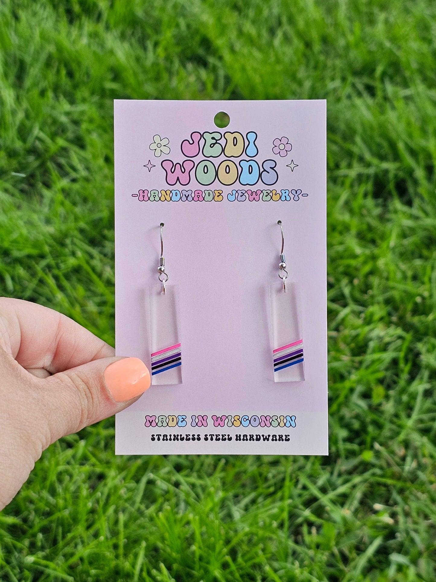 Subtle Genderfluid Acrylic Pride Flag Earrings