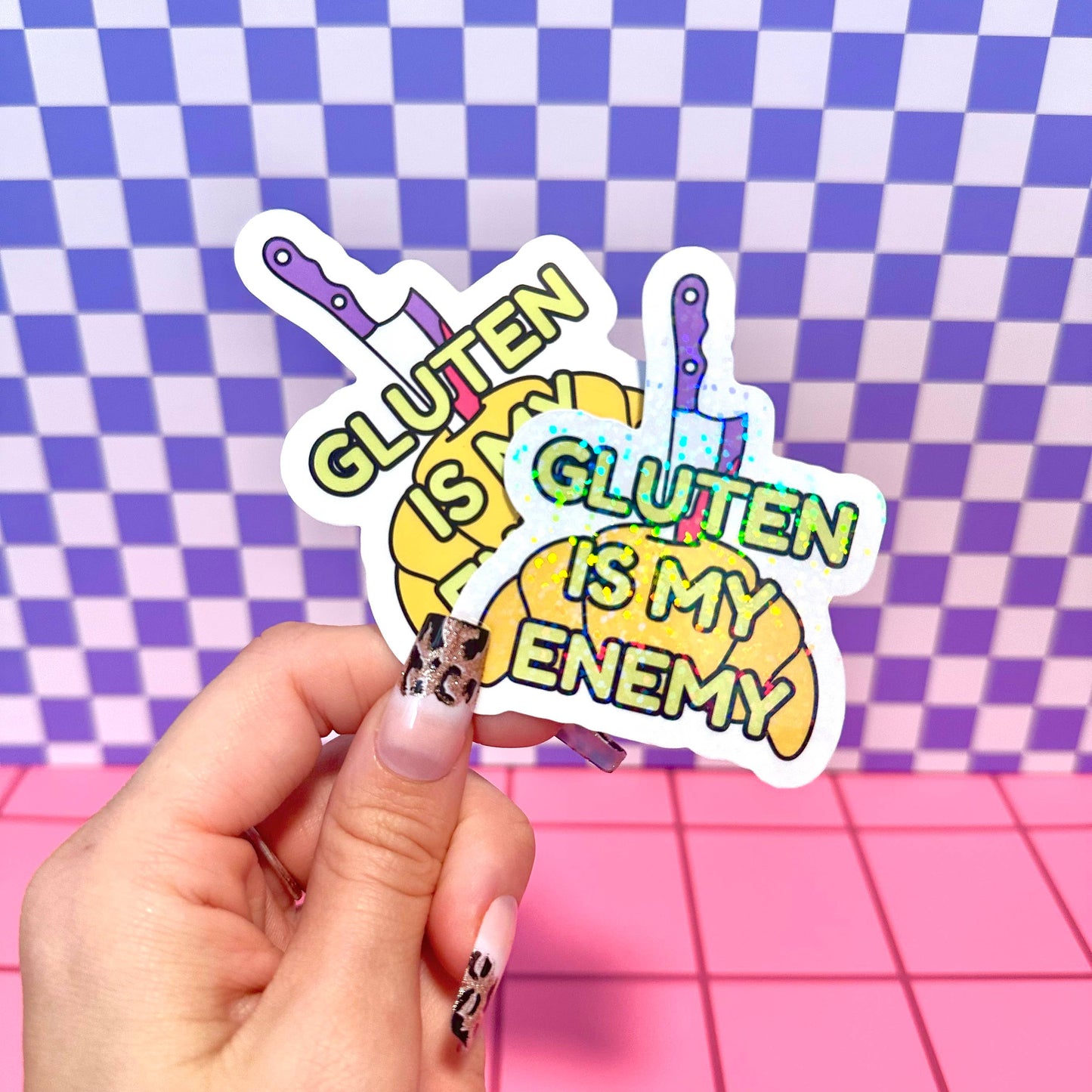 Gluten is My Enemy Funny Relatable Gluten Free Waterproof Vinyl Sticker