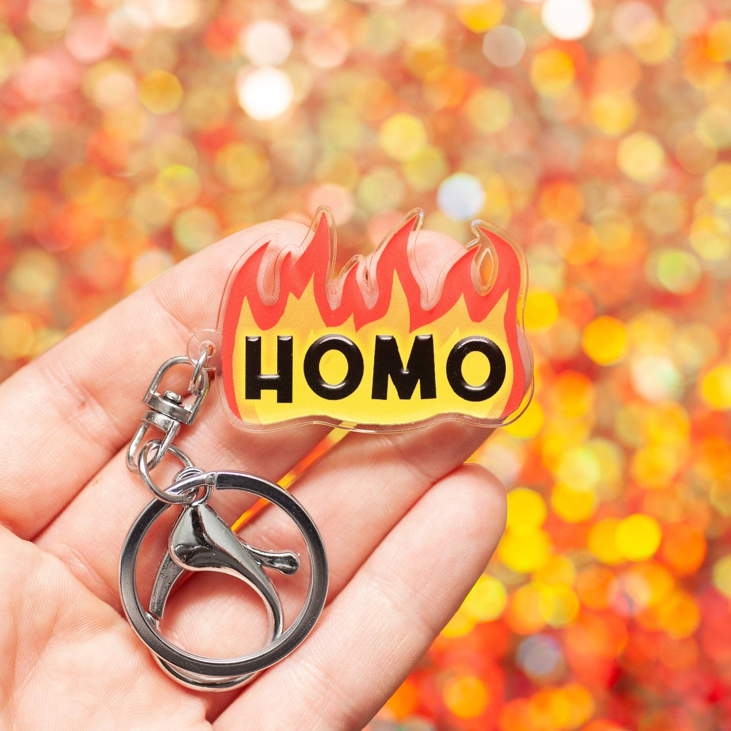 Flaming Homo LGBTQ+ keychain