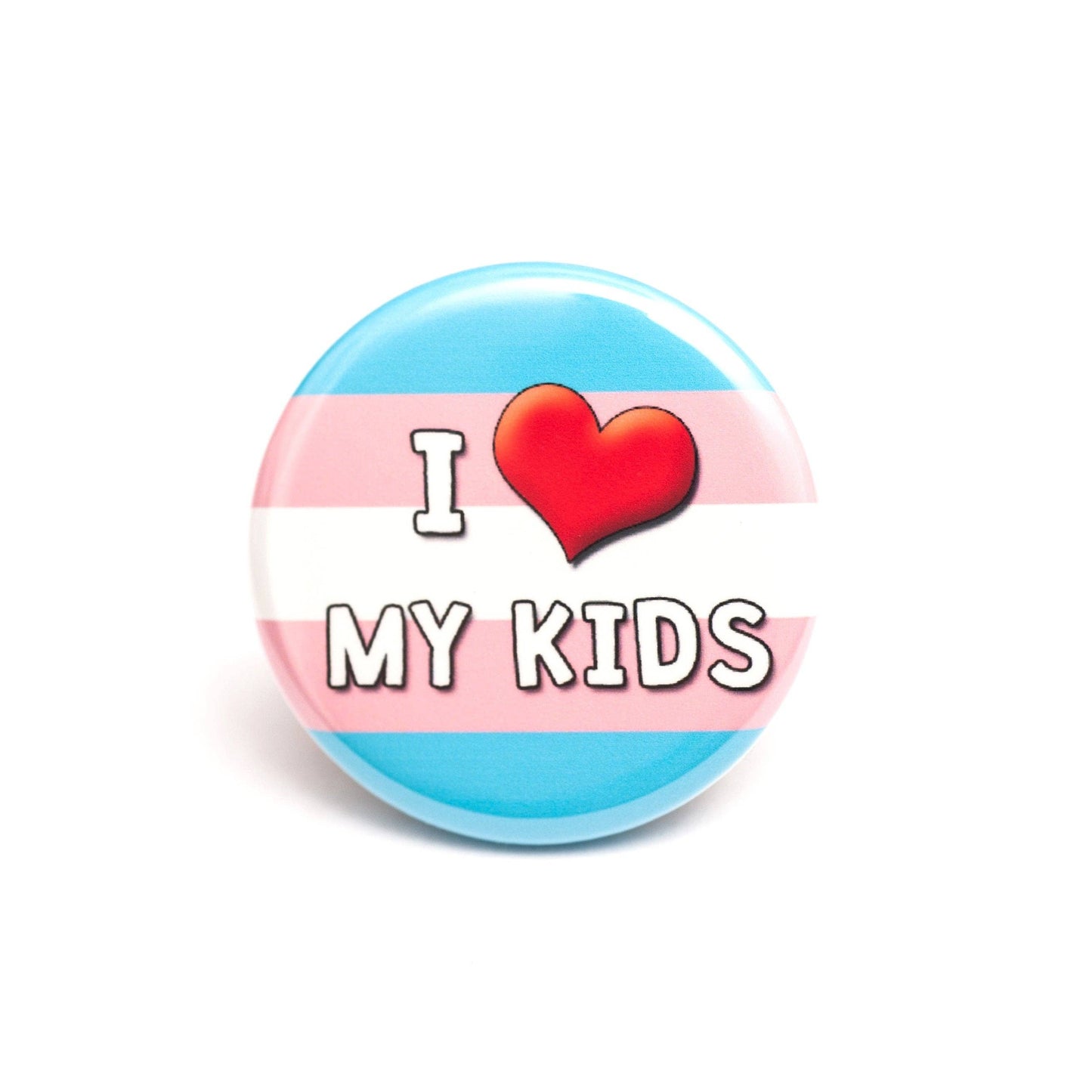 I Love My Kid(s) LGBTQ+ ally pin / button