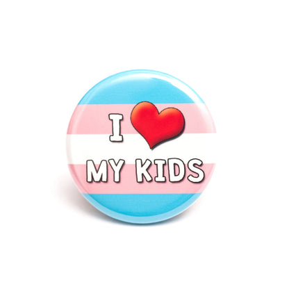 I Love My Kid(s) LGBTQ+ ally pin / button