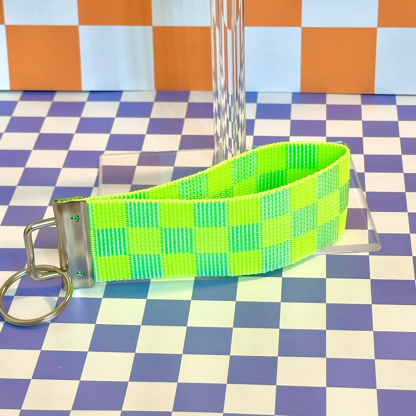 Lime Green Handmade Wristlet Key Fob Keychain
