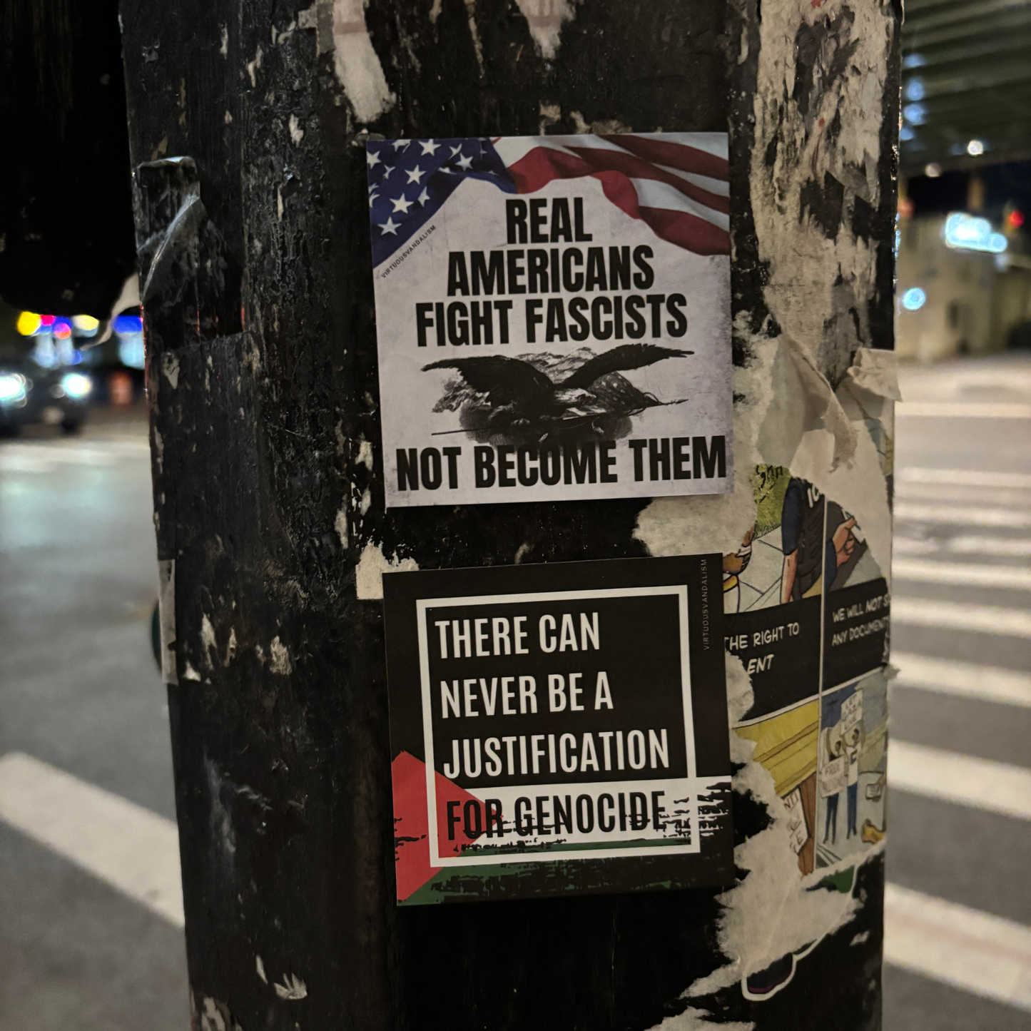 Virtuous Vandalism “Real Americans Fight ” Sticky Notes