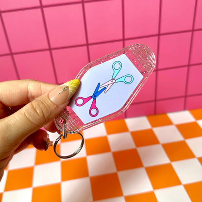 Scissors LGBTQIA+ Funny Lesbian Pride Motel Keychain