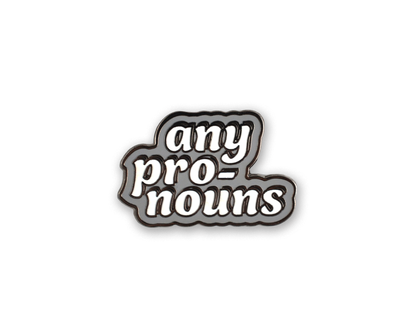 Any Pronouns LGBTQ Hard Enamel Pin SILVER