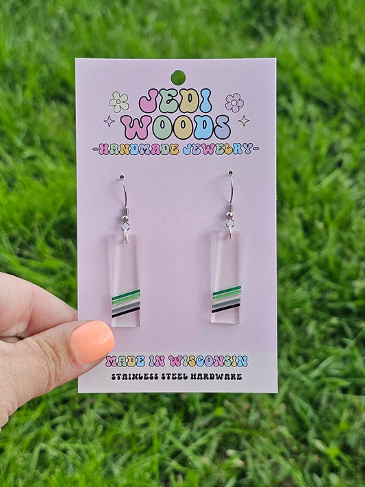 Subtle Aromantic Acrylic Pride Flag Earrings