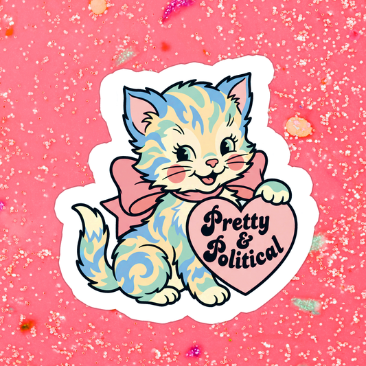 Liberal Kitty Democrat Cute Waterproof Vinyl Sticker