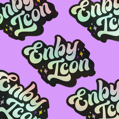 Enby Icon Holographic Vinyl Nonbinary Pride Sticker