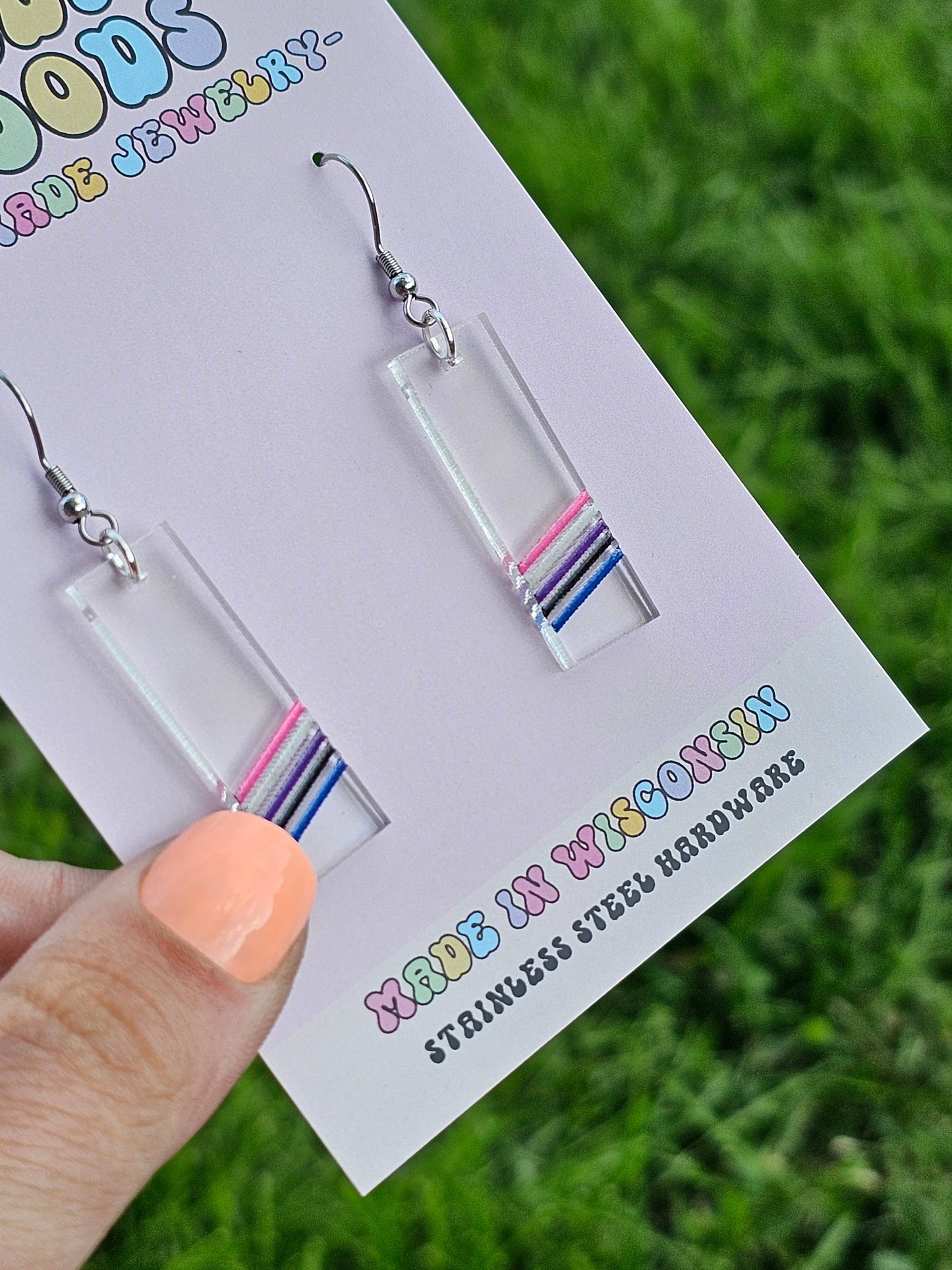 Subtle Genderfluid Acrylic Pride Flag Earrings