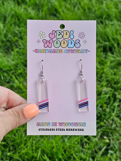 Subtle Genderfluid Acrylic Pride Flag Earrings