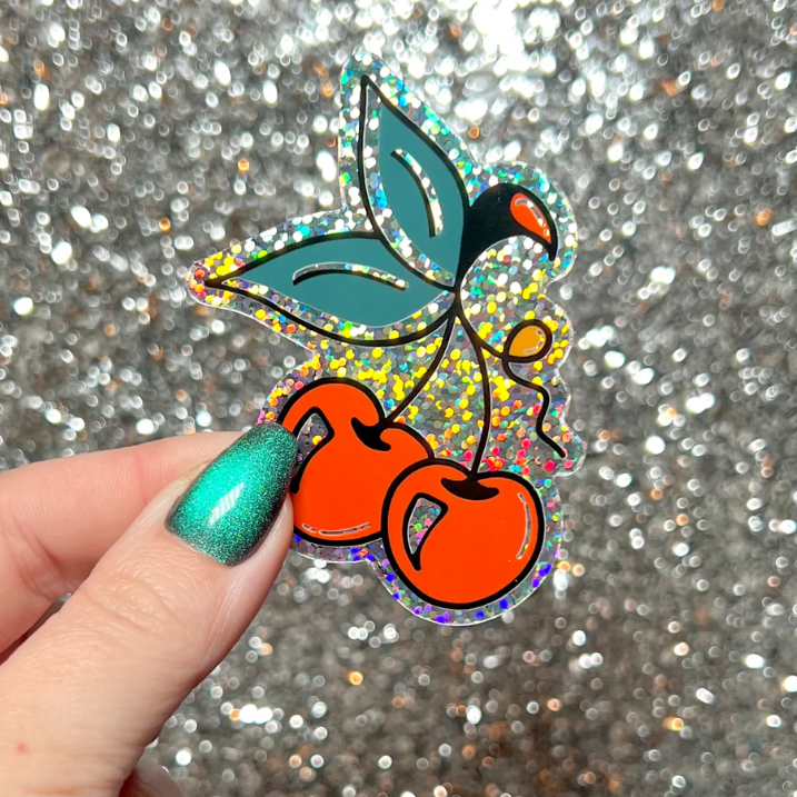 Glittery Cherry Sticker