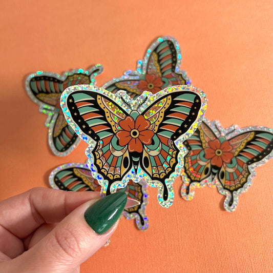 Traditional Butterfly Glitter Sticker