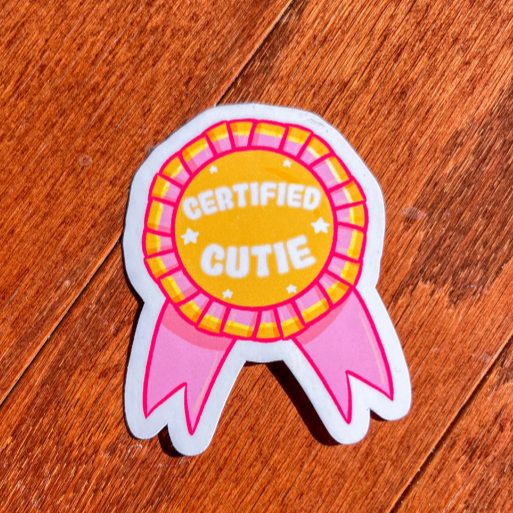 Certified Cutie Award Ribbon Sticker