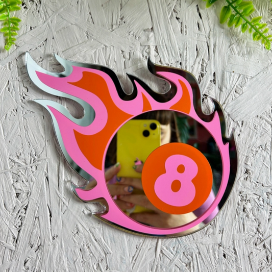 Flaming Eight Ball Mirror