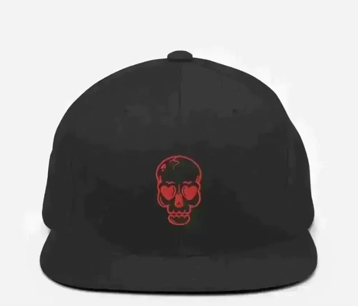 Red Skull Heart Snapback hat