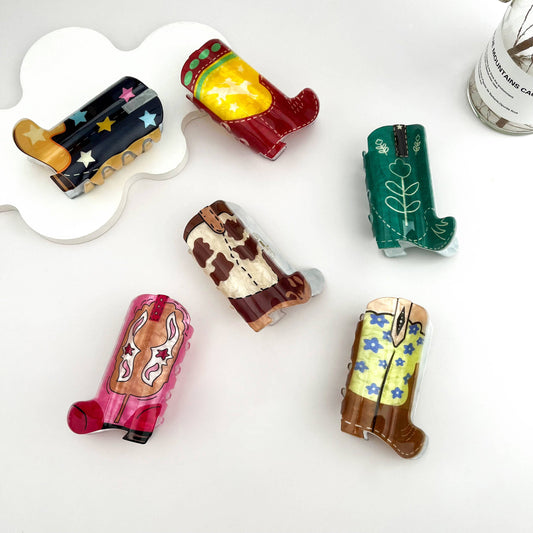 Cowboy Boots Acrylic Hair Claw Clip