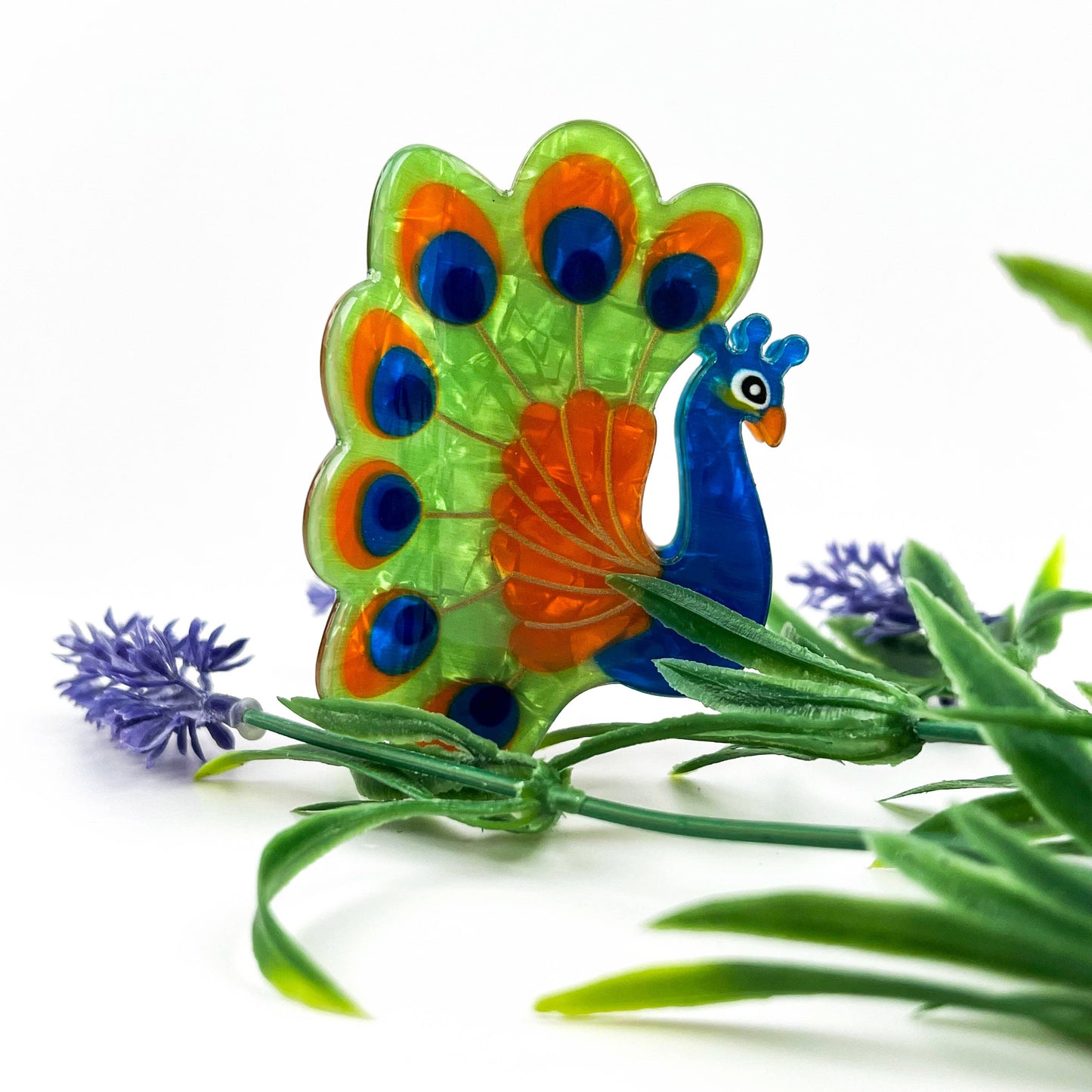 Peacock Hair Claw Clip