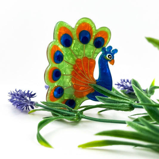 Peacock Hair Claw Clip