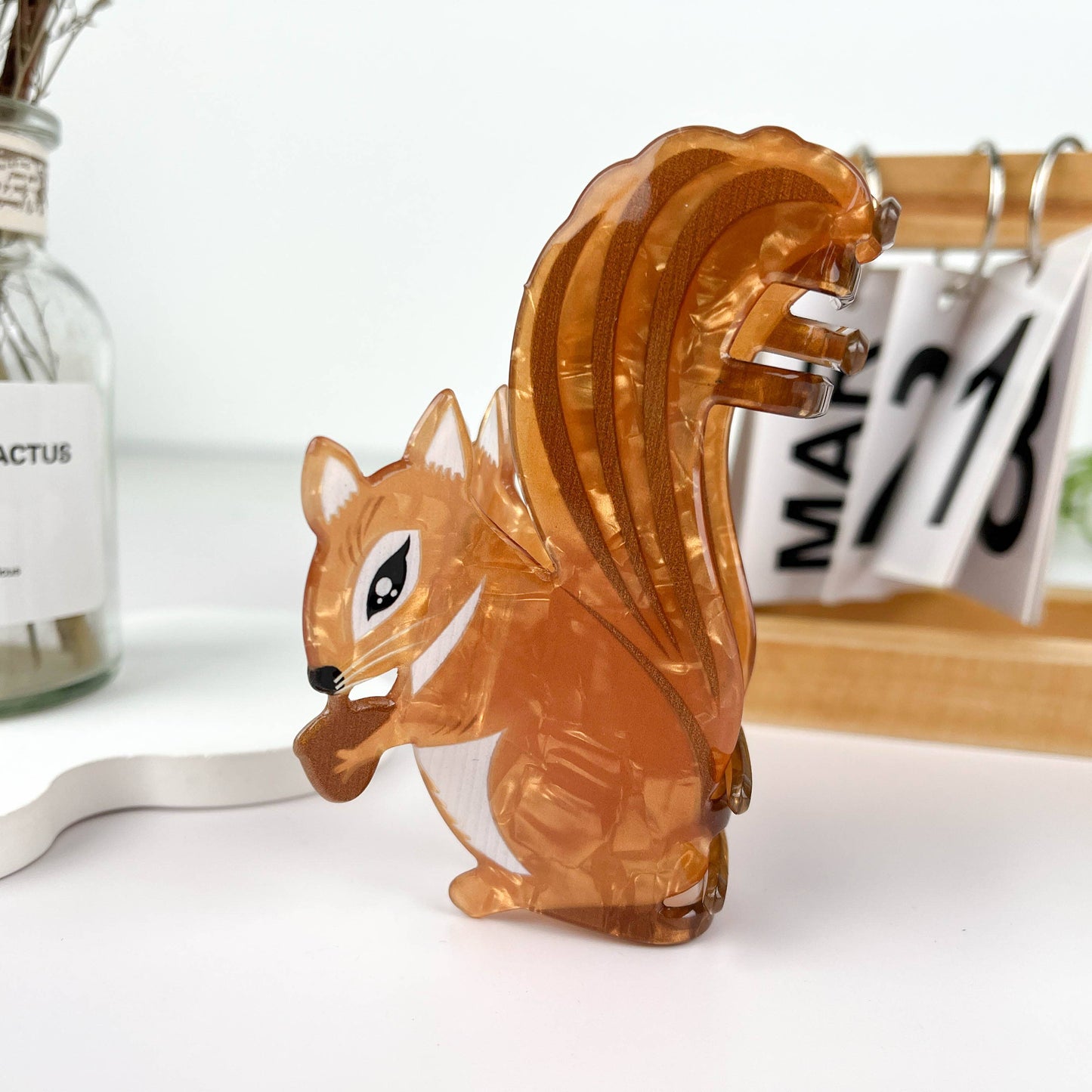 Squirrel Pony Leaf Bush Hair Clip