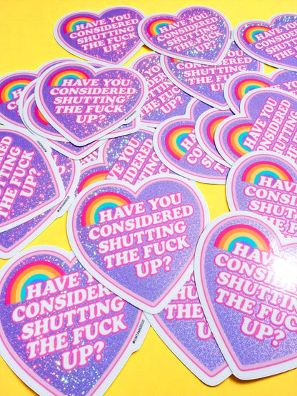 Snarky Heart with Rainbow – Bold Attitude Funny Sticker