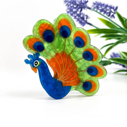 Peacock Hair Claw Clip