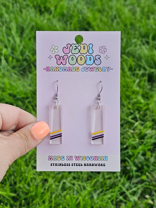 Subtle Non-binary Acrylic Pride Flag Earrings