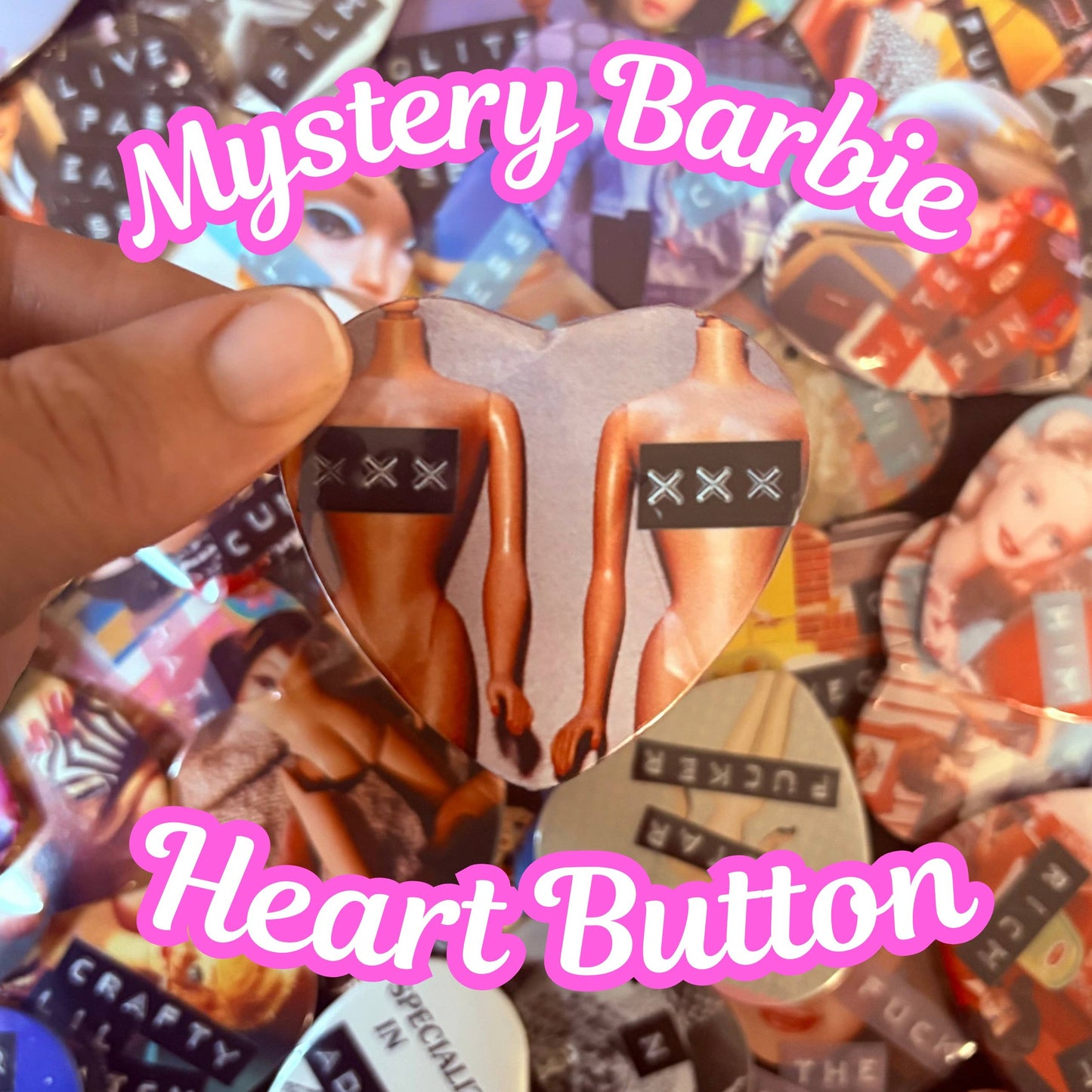 Mystery Vintage Barbie Heart Pinback Button