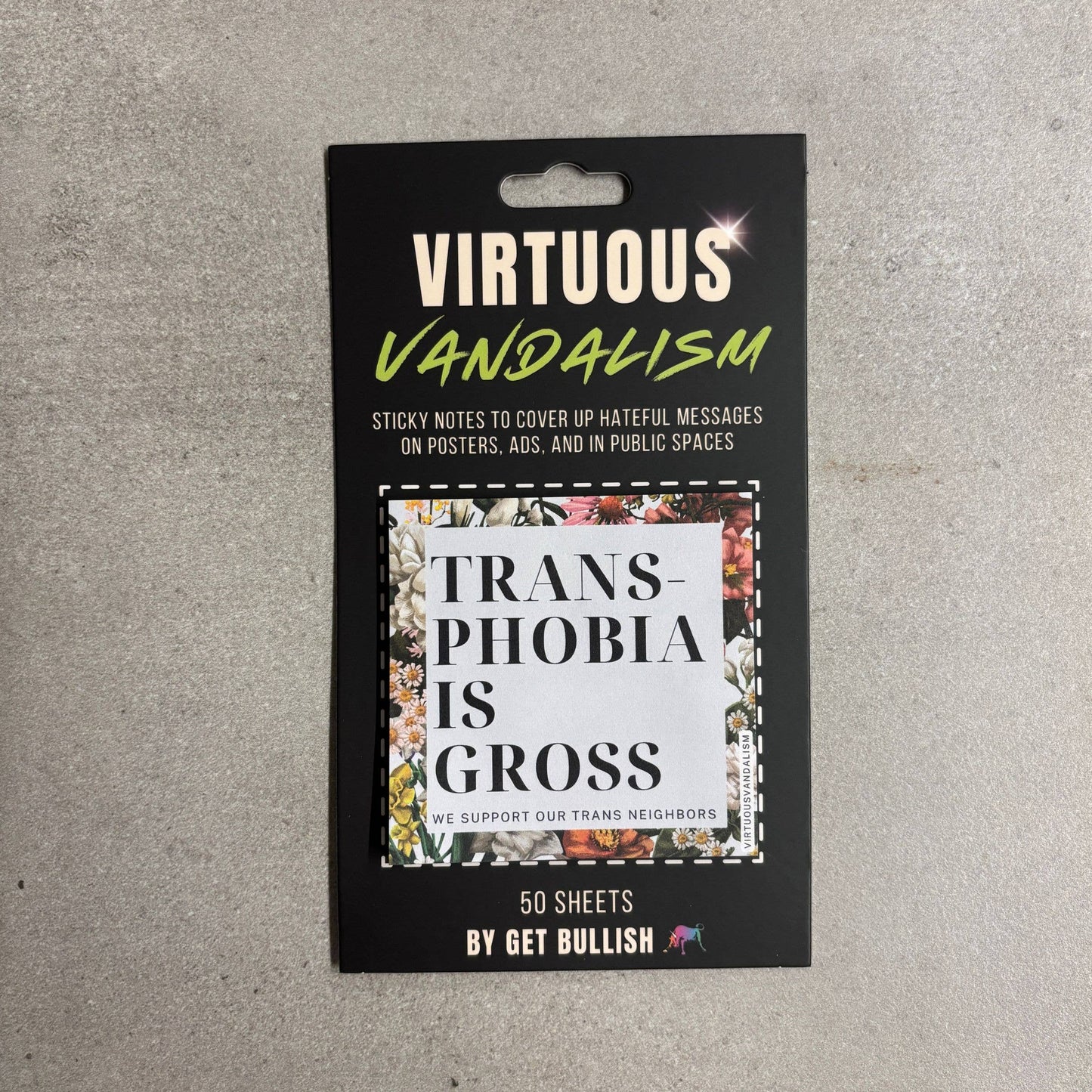 Virtuous Vandalism “Transphobia is Gross” Sticky Notes