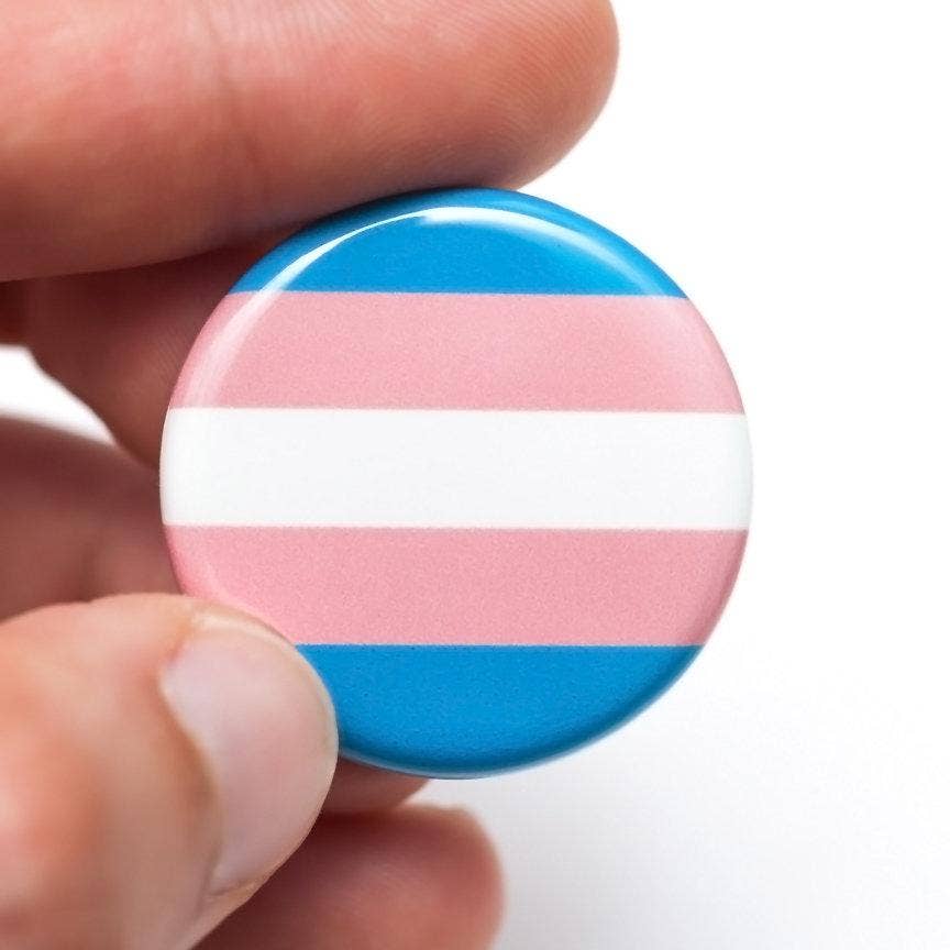 Transgender pride flag LGBTQ+ pin / button
