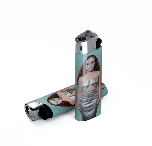 Chappell Roan Fashion Show Silver Dress Lighter