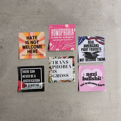 Virtuous Vandalism “Hate is Not Welcome Here” Sticky Notes