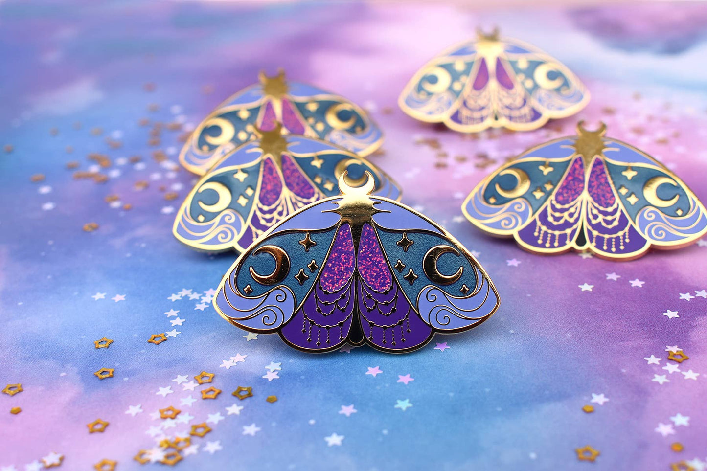 Nyx Greek Mythology Olympian Goddess Moth Enamel Pin